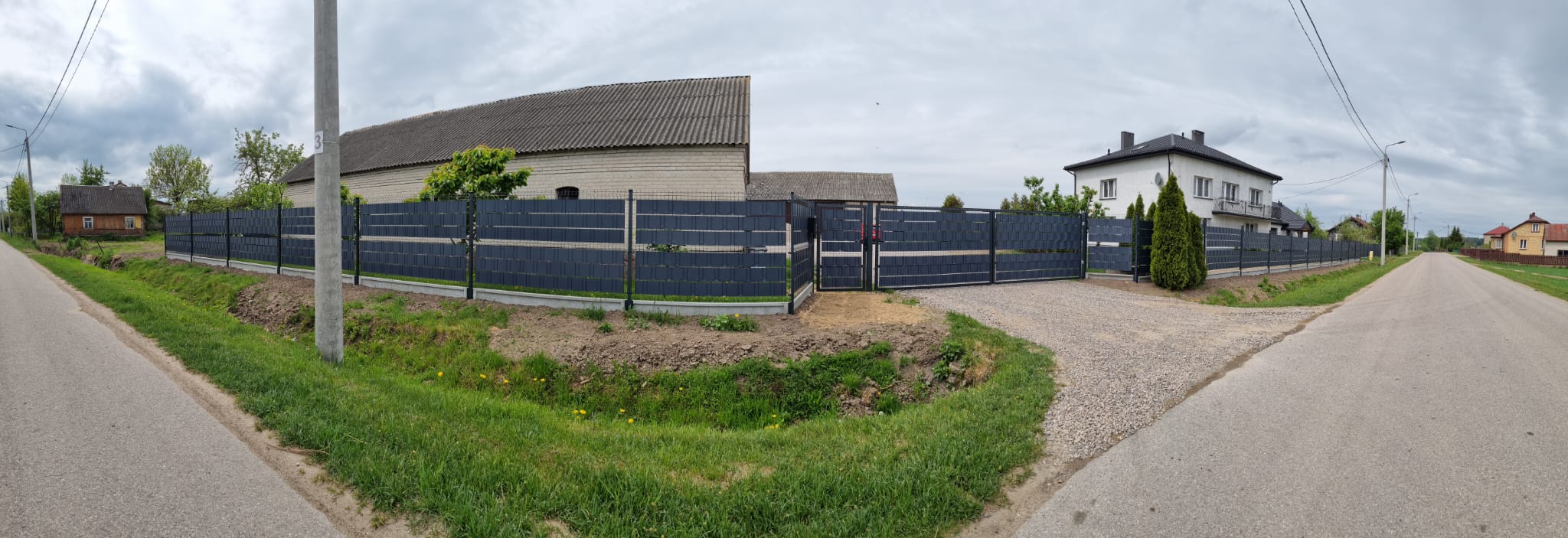 Ogrodzenie Panelowe 3D grafitowe, przeplatane taśmą